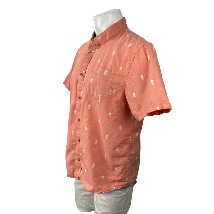 Vans Men's Coral Pineapple Hawaiian Short Sleeve Button Down Shirt Top Size L