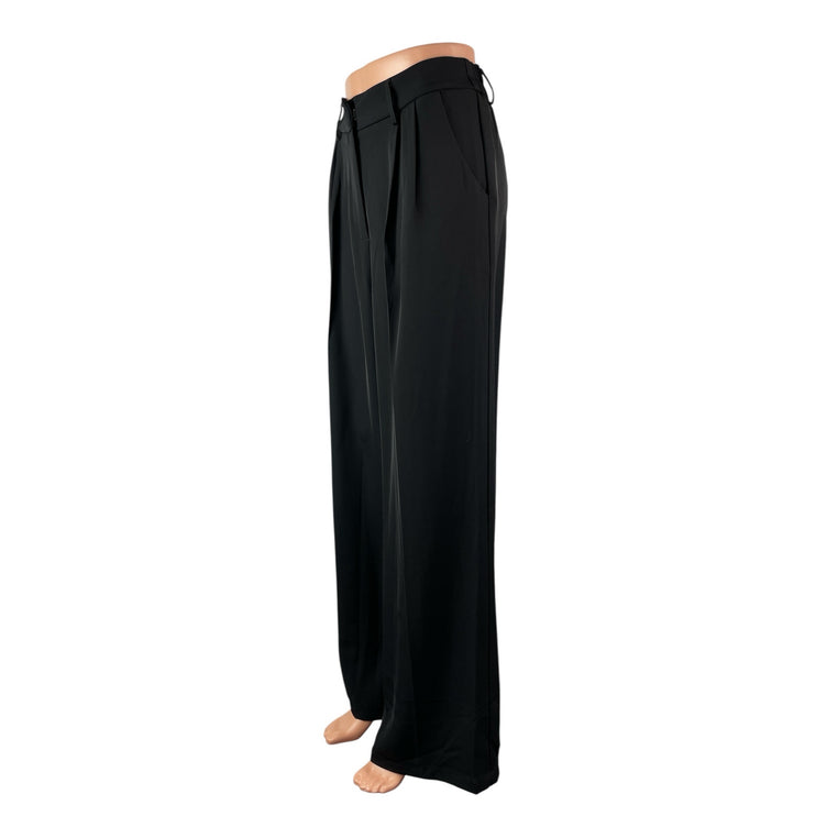 Sassy Zoey Women's Black High Waisted Pleated Wide Leg Trousers Dress Pants Sz M