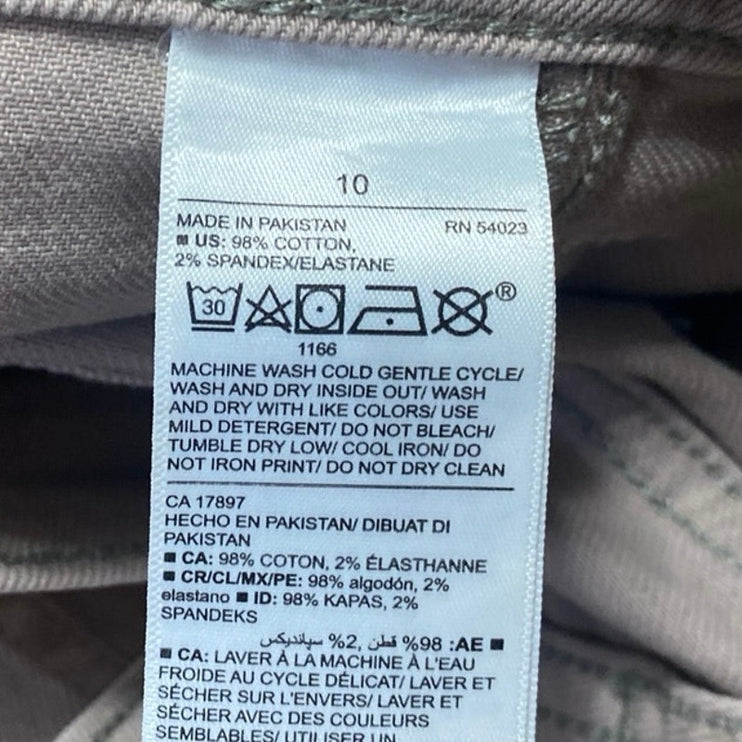 Old Navy Sky-Hi Beige Tan Straight Leg High Waist Chino Khaki Trousers Pants 10