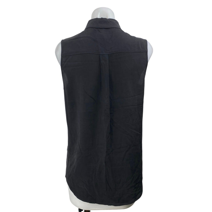Equipment 100% Silk Women's Black Sleeveless Button Down Shirt Tank Top Size S