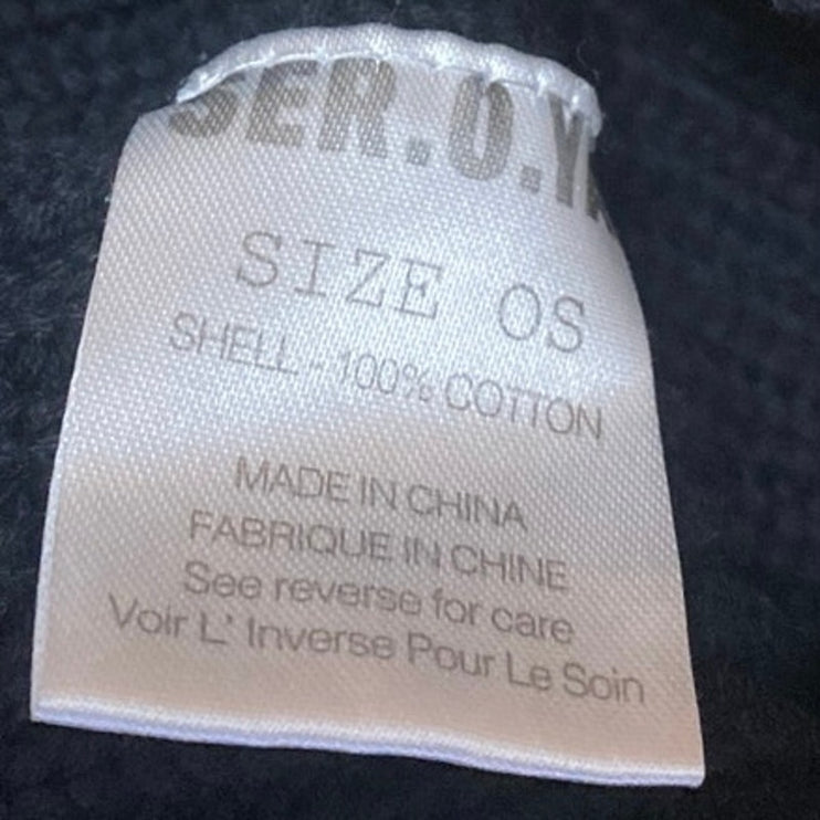 Ser.O.Ya Black Embroidered Logo Cuffed Knit Bonnet Beanie Cap Hat One Size