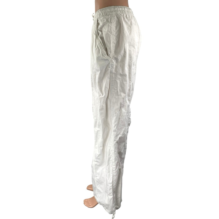 Zara Women White High Rise Baggy Parachute Jogger Wide Leg Trousers Pants Size S