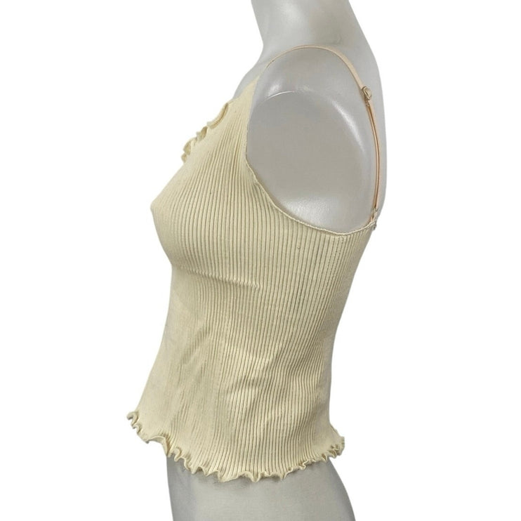 Urban Outfitters Out From Under Yellow Rib Knit Lettuce Cami Tank Top Size XL