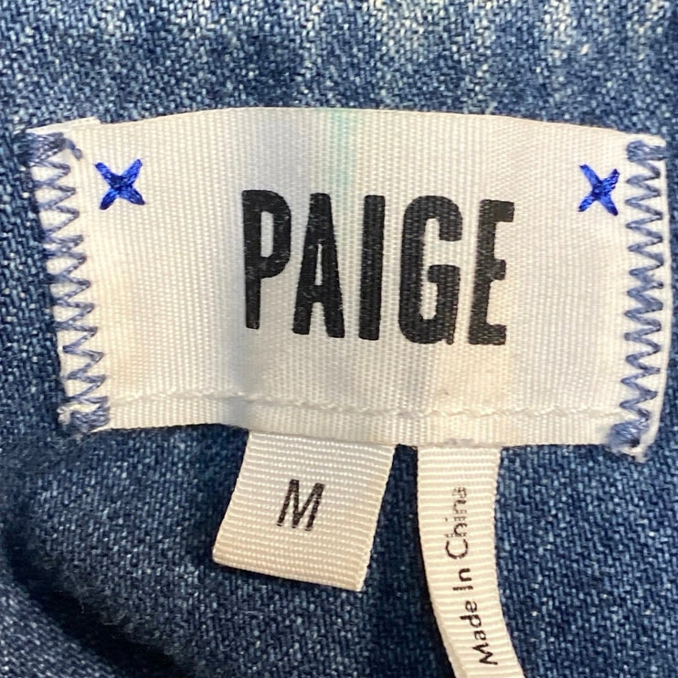 Paige Women's Blue Long Sleeve Button Down Denim Jean Jacket Trucker Size M