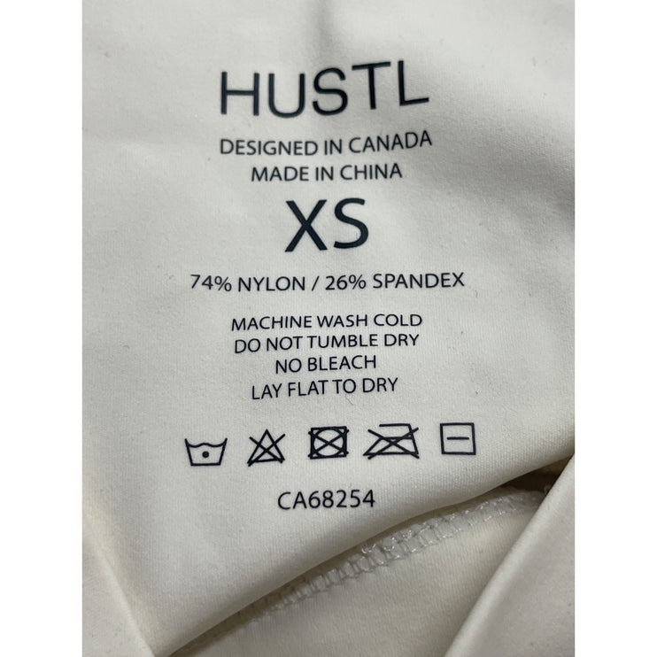 Hustl Women's White Mid Rise Yoga Workout Gym Athletic Leggings Pants Size XS