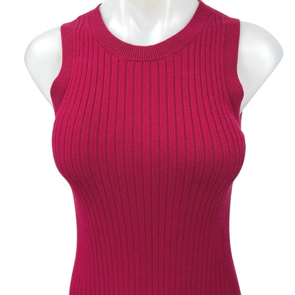 Banana Republic Red Rib Knit Sleeveless Midi Bodycon Sweater Tank Dress Size XS