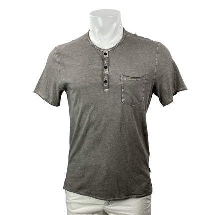 John Varvatos Men's Gray Short Sleeves Button Pullover Henley Tee T-shirt Top S