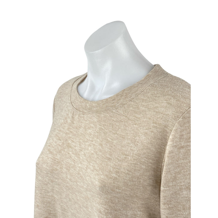 Alo Yoga Women's Beige Long Sleeve Side Slit Crew Neck Sweater Sweatshirt Top S