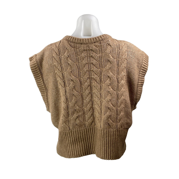 And Now This Women's Brown Sleeveless Cap Cable Knit Sweater Vest Top Size Sz L