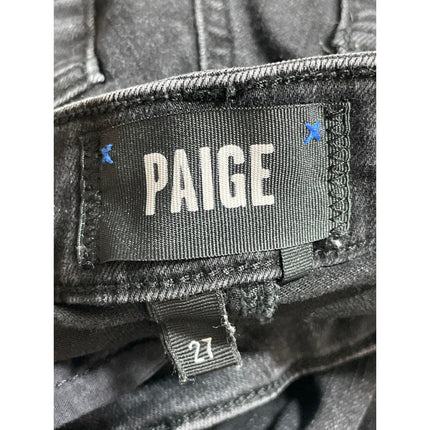 Paige Cindy Black Willow High Waisted Slim Fit Straight Leg Denim Jeans Pants 27