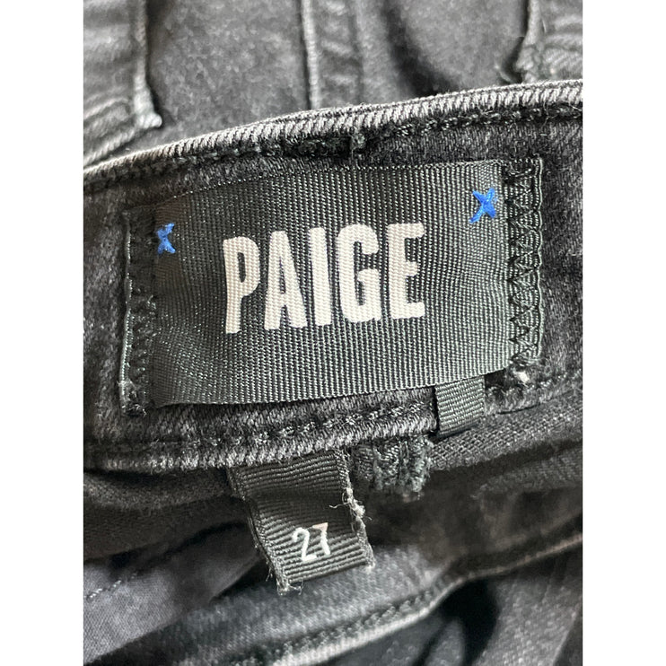 Paige Cindy Black Willow High Waisted Slim Fit Straight Leg Denim Jeans Pants 27