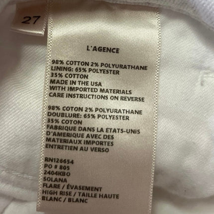 L'Agence Women's White Mid Rise Zipper Bootcut Flared Denim Jeans Pants Size 27