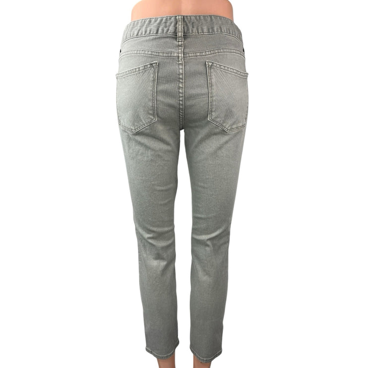 Free People Women's Gray Mid Rise Slim Straight Cropped Denim Jeans Size 29