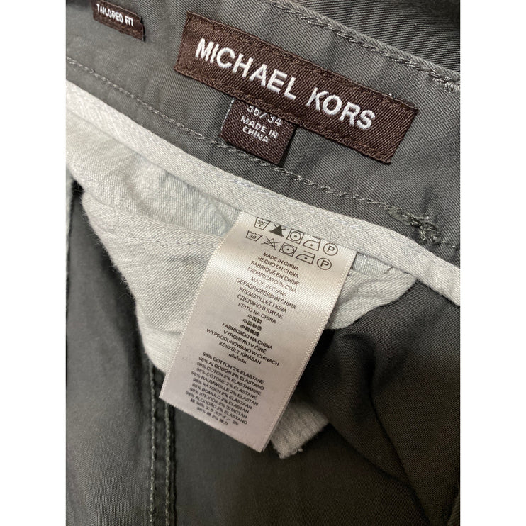 Michael Kors Men's Gray Straight Leg High Rise Chino Khaki Trousers Pants 36/34