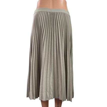 H&M Womens Gray Silver Pull On Mid Waist Pleated Plisse A Line Midi Skirt Size L
