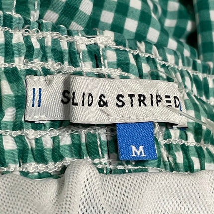 Solid & Striped Men's Green White Gingham Checkered Drawstring Swim Shorts Sz M