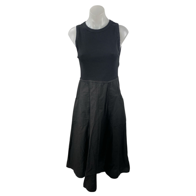 Zara Black Sleeveless Ribbed Knit Tank Fit & Flare A Line Midi Dress Size S