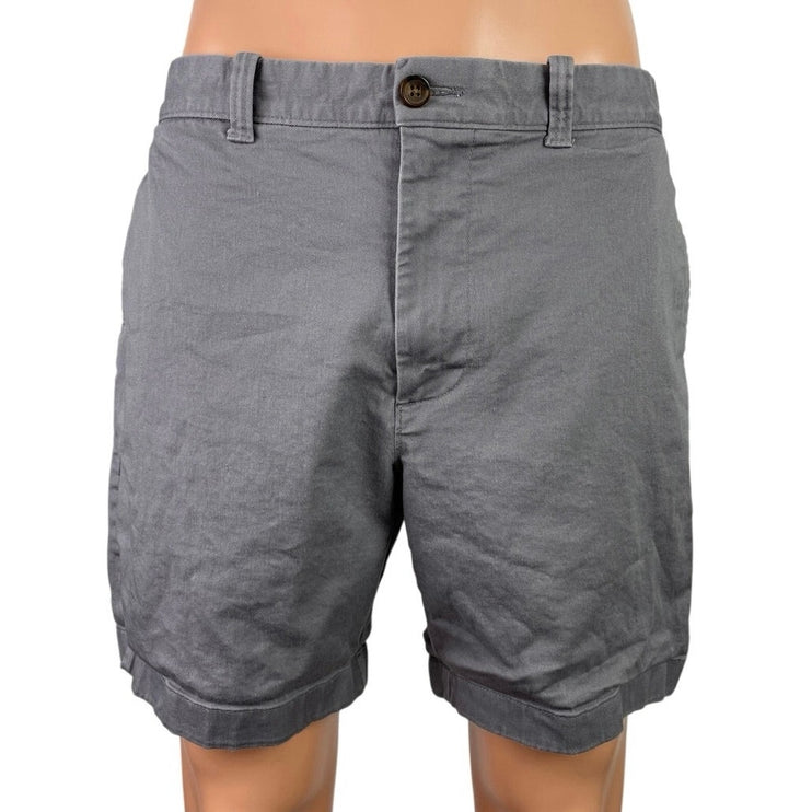 J.Crew 7" Men's Gray Mid Rise Golf Bermuda Straight Chino Khaki Shorts Size 36