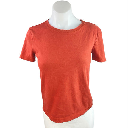 Zara Women's Orange Short Sleeve Crew Neck Cotton Basic T Shirt Tee Top Size S