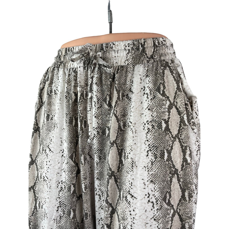 Women's Gray Snakeskin Animal Print High Waisted Jogger Trousers Pants Size S