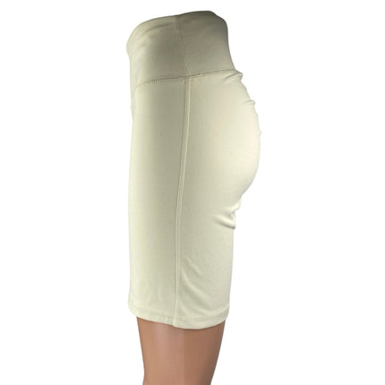WeWoreWhat Women's Cream White High Waist Athletic Fitness Biker Shorts Size M