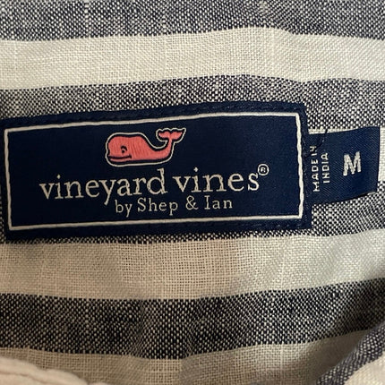 Vineyard Vines Men's Gray 100% Linen Striped Long Sleeve Button Down Shirt Top M