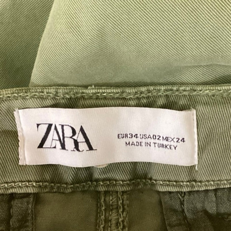 Zara Women's Green High Rise Cuff Hem Tapered Relaxed Ankle Cargo Pants Size 2