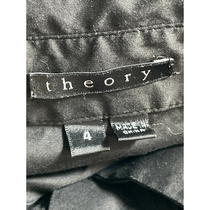 Theory Women's Black Sleeveless Pintucked Button Front Fit & Flare Mini Dress 4