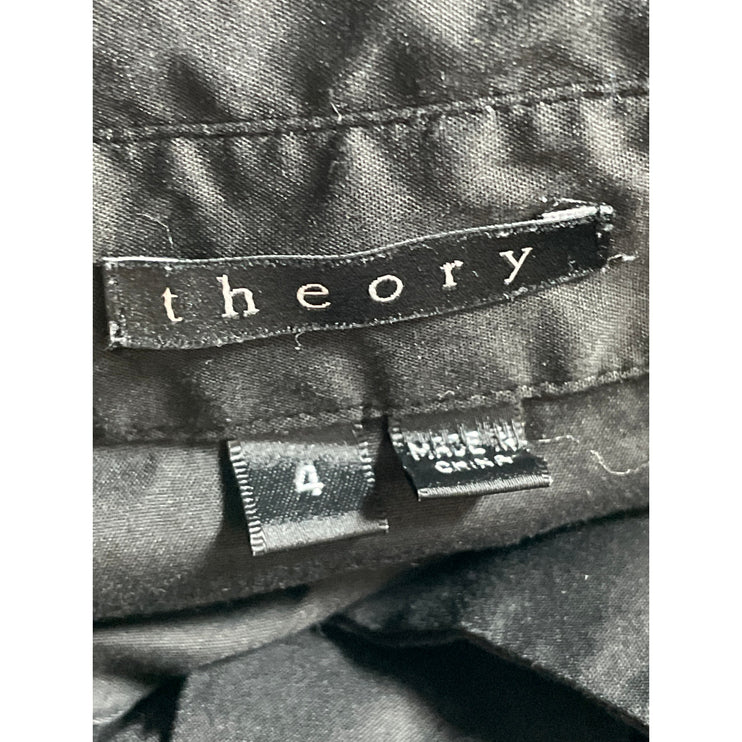 Theory Women's Black Sleeveless Pintucked Button Front Fit & Flare Mini Dress 4
