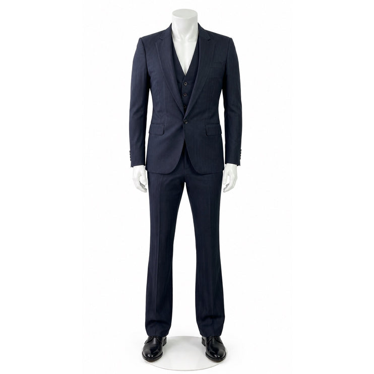 NEW Cad & The Dandy Men's Black Pinstriped Blazer Vest Pants 3 Piece Suit Set M