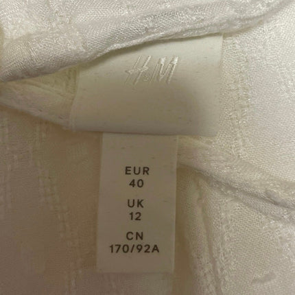 H&M Women's White Lace Boho 3/4 Sleeve Smocked Fit & Flare Mini Dress Size 10