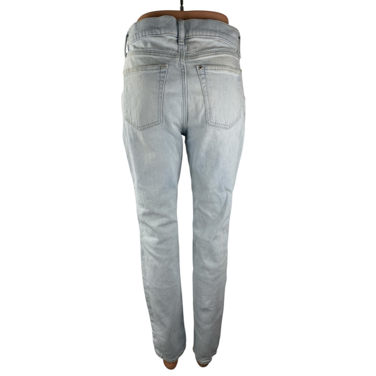 H&M Women's White Distressed Ripped High Rise Skinny Denim Jeans Pants Sz 30/32