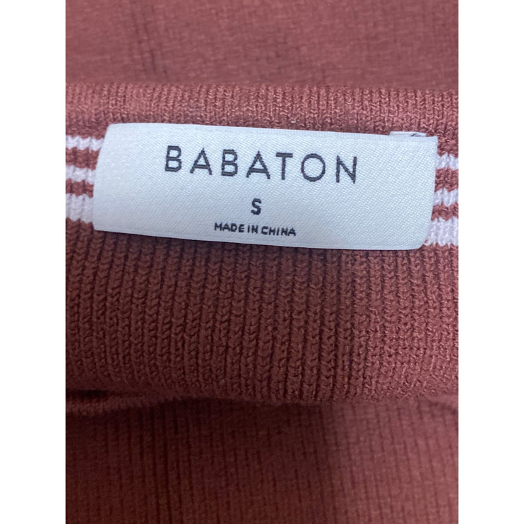 Aritzia Babaton Brown Striped Sculpt High Neck Sleeveless Tank Crop Top Size S