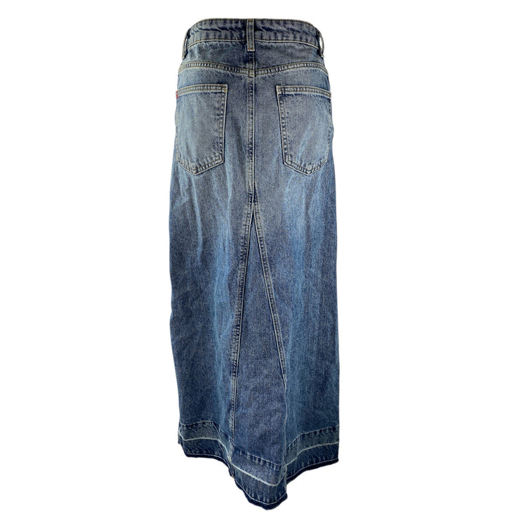 Urban Outfitters BDG Blue High Rise Slit Midi Maxi Straight Pencil Skirt Size XS