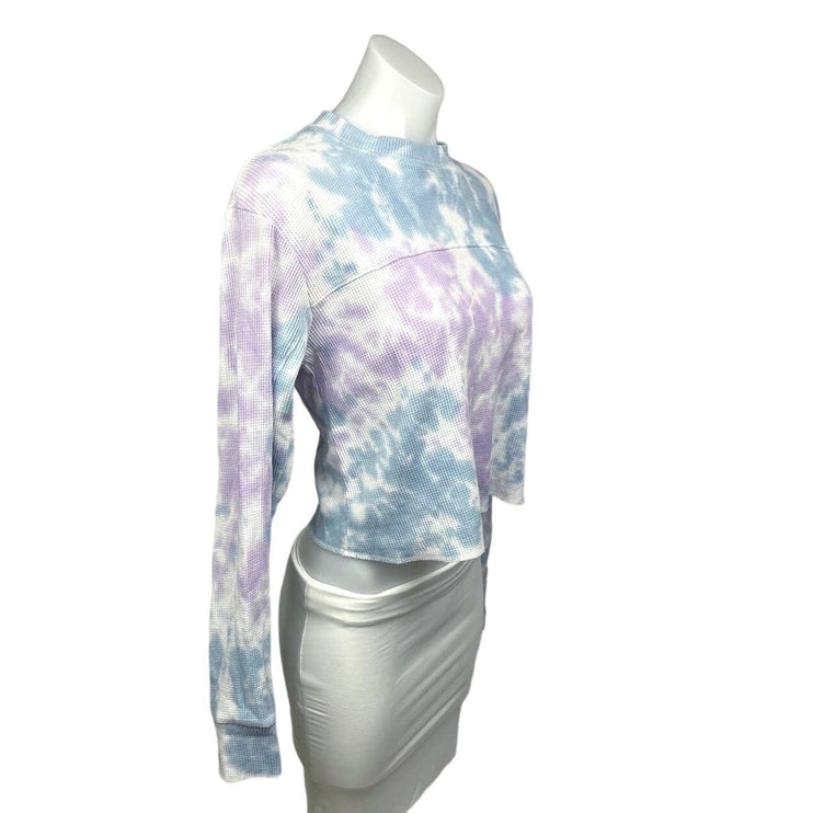 Wild Fable Multicolor Tie Dye Waffle Long Sleeve Cropped T-Shirt Top Size XS