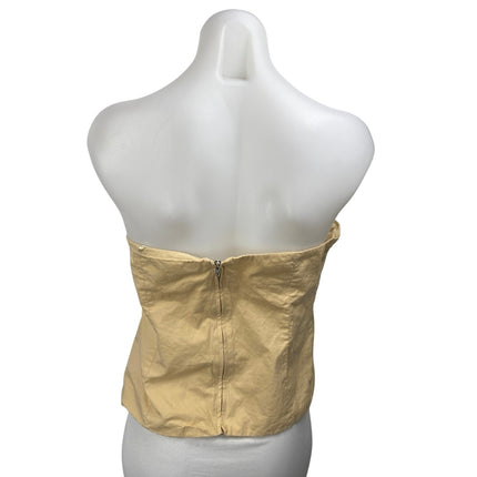 Zara Women's Yellow Strapless Sleeveless Bandeau Bustier Wrap Tube Blouse Top L