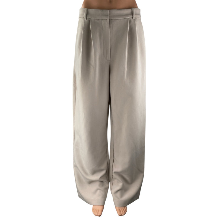 Abercrombie & Fitch Women's Beige Pleated High Rise Wide Leg Trousers Pants 30