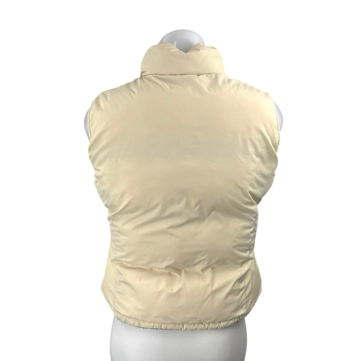 Big Chill Womens Brown Cream Reversible Zip Up Puffer Quilted Vest Jacket Size 8
