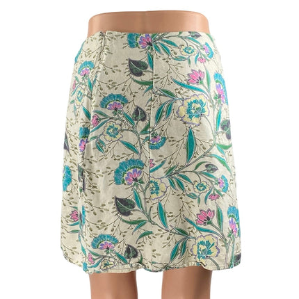 Ann Taylor LOFT Multicolor Floral Linen High Waisted Slit A Line Mini Skirt 00P