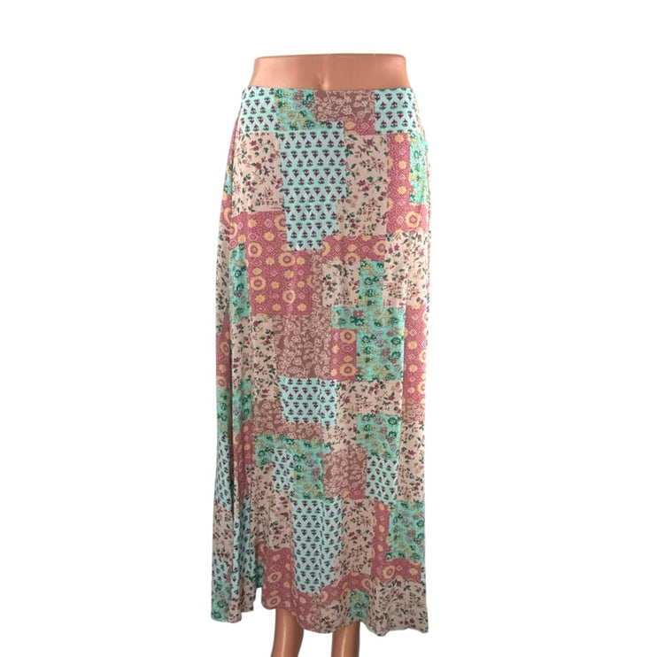 Aemi + Co Bradyn Women's Floral Patchwork Summer Boho Maxi Flare A-Line Skirt S