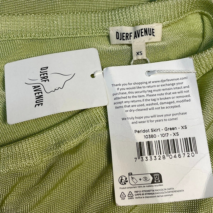 NEW Djerf Avenue Peridot Green V Neck Open Back Blouse Midi Skirt Set Size S