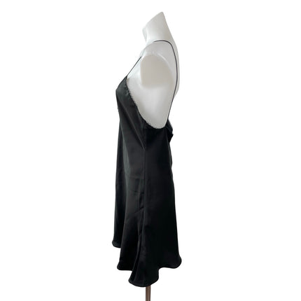 Zara Black Sleeveless V Neck Backless Bow Lace Cami Tank Mini Slip Dress Size L