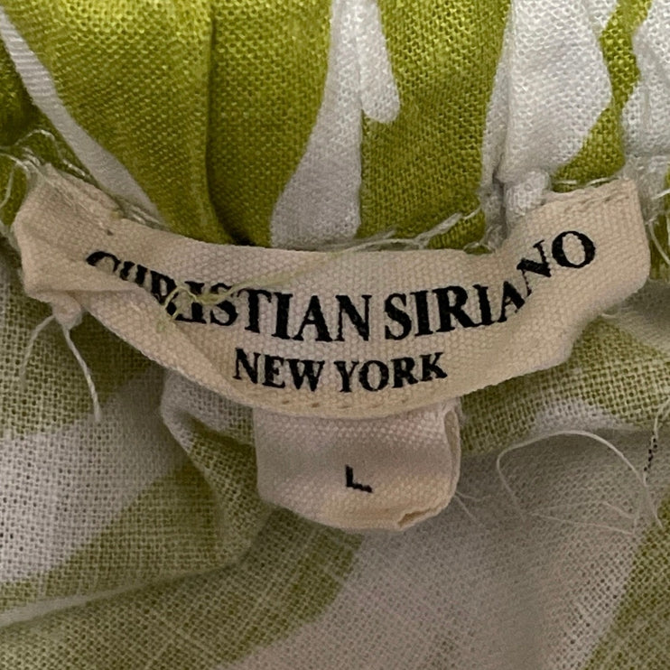 Christian Siriano Womens Green Floral Elastic Waist Tiered Midi A-Line Skirt L