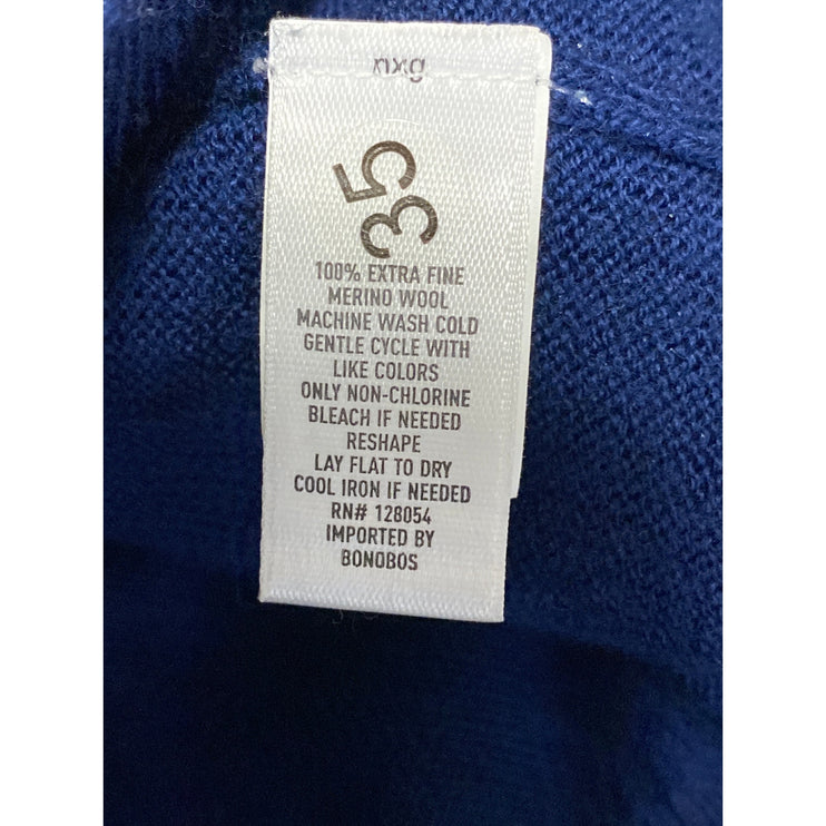 Bonobos 100% Wool Men's Blue Crew Neck Long Sleeve Slim Sweatshirt Sweater Top S