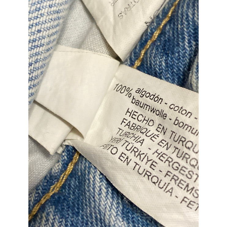 Zara Blue Light Wash High Rise Frayed Hem Straight Wide leg Denim Jeans Pants 8