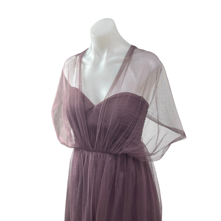 Jenny Yoo Mesh Sheer Tulle Cape Sleeve Convertible Mini Cocktail A-Line Dress 8