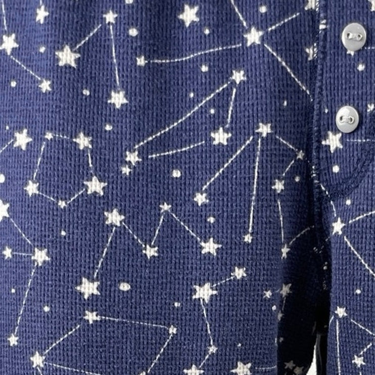 PJ Salvage Women's Gray Blue Constellation Star Long Sleeve Pajama Set Size S