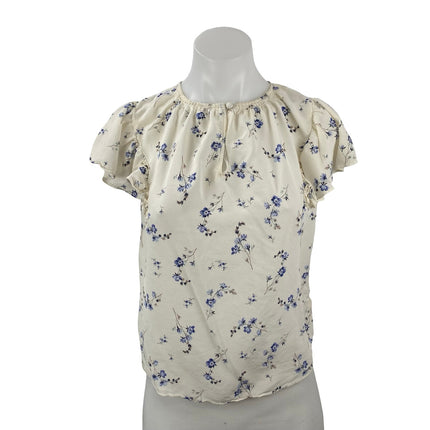 Rebecca Taylor Francine 100% Silk Women's Floral Flutter Sleeve Blouse Top Sz 4