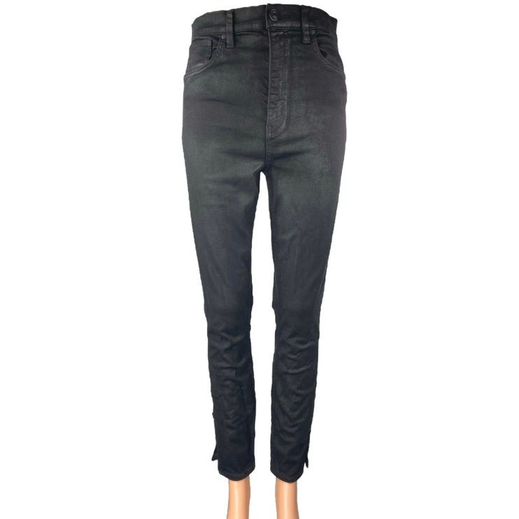 Hudson Women's Black Coated High Waisted Super Skinny Ankle Denim Jeans Size 28