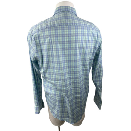 Faherty Mens Blue Plaid Long Sleeve Flannel Career Button Down Shirt Top Size XL